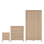Madrid Bedroom Package 2 Drawer Bedside 5 Drawer Chest 2 Door Wardrobe In Jackson Hickory Oak - Price Crash Furniture