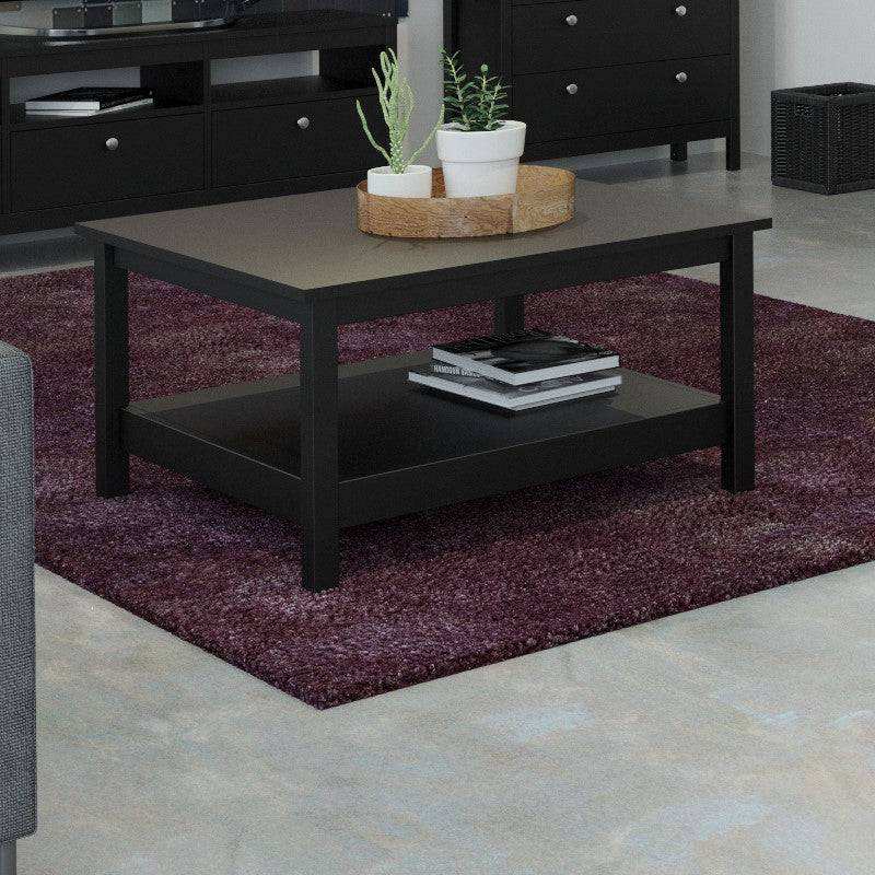 Madrid Coffee Table with Shelf in Matt Black - Price Crash Furniture