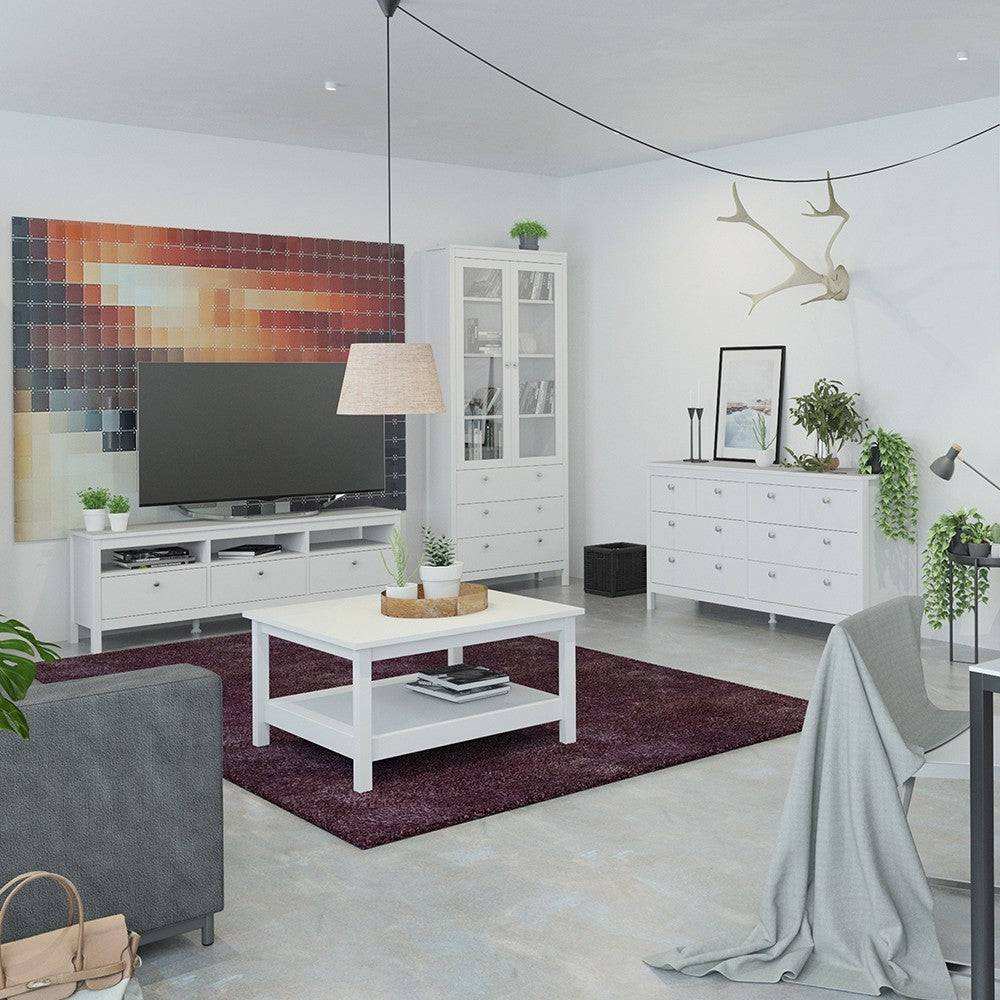 Madrid Coffee Table with Shelf in White - Price Crash Furniture
