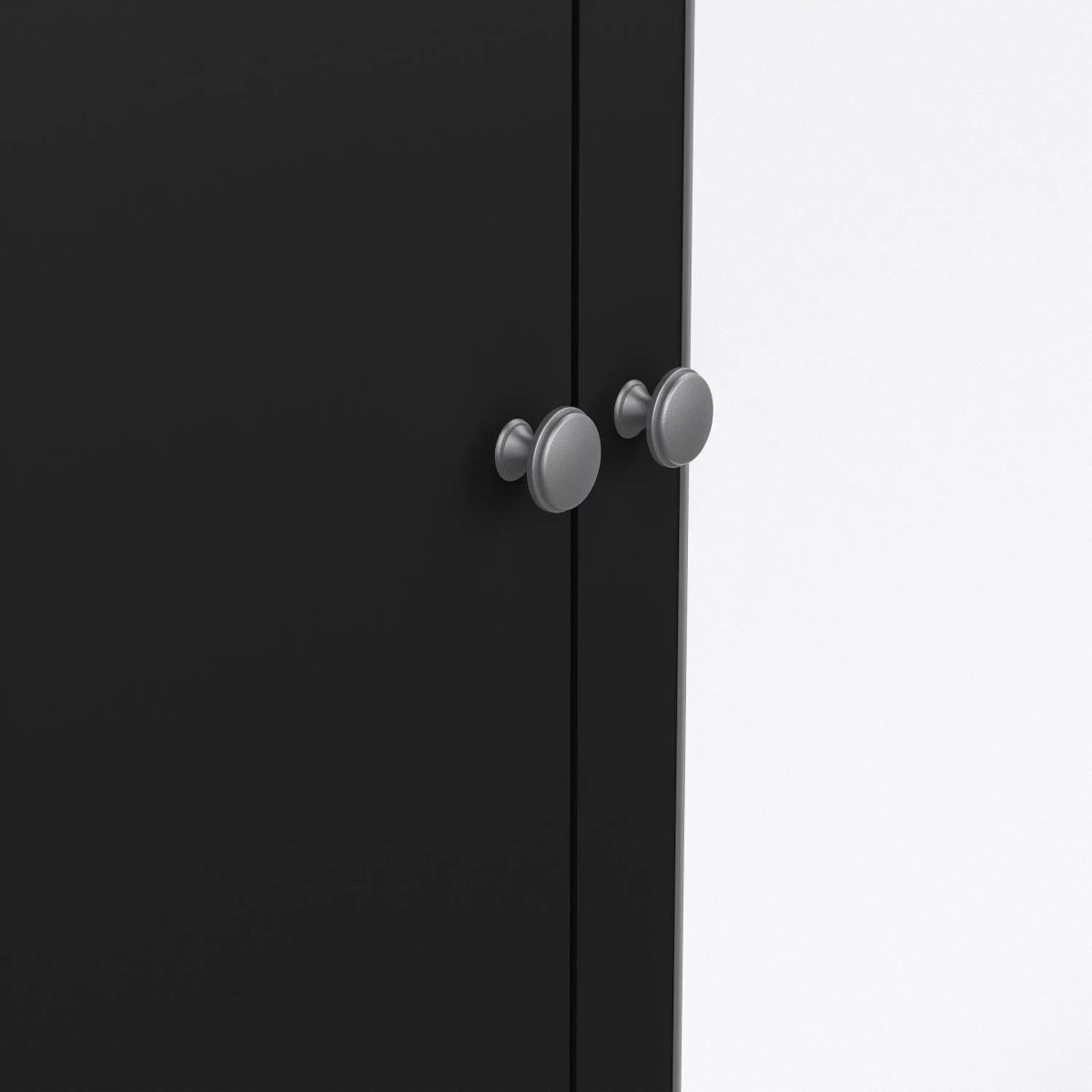 Madrid Extra Large Wardrobe With 2 Doors 1 Mirror Door 2 Drawers Matt Black - Price Crash Furniture