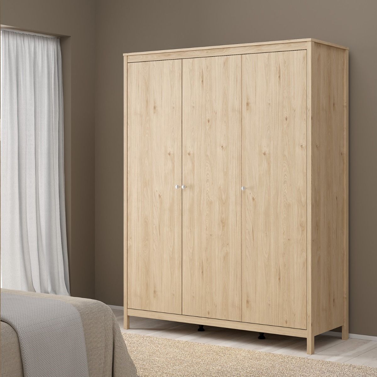 Madrid Large Wardrobe 3 Doors in Jackson Hickory Oak - Price Crash Furniture