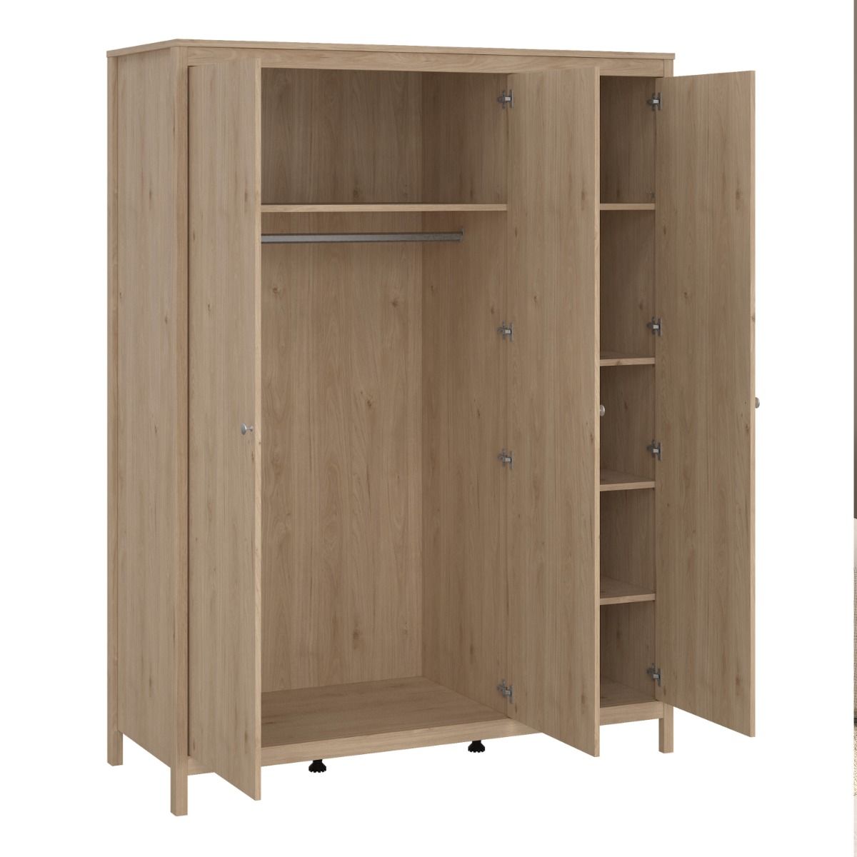 Madrid Large Wardrobe 3 Doors in Jackson Hickory Oak - Price Crash Furniture