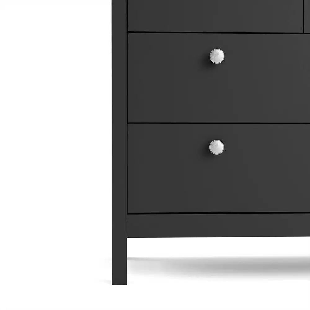 Madrid Large Wide (4+4) 8 Drawer Chest of Drawers in Black - Price Crash Furniture