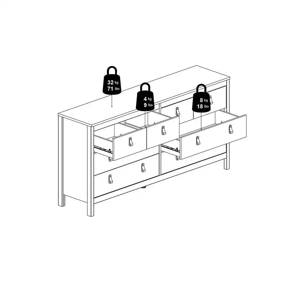 Madrid Large Wide (4+4) 8 Drawer Chest of Drawers in White - Price Crash Furniture