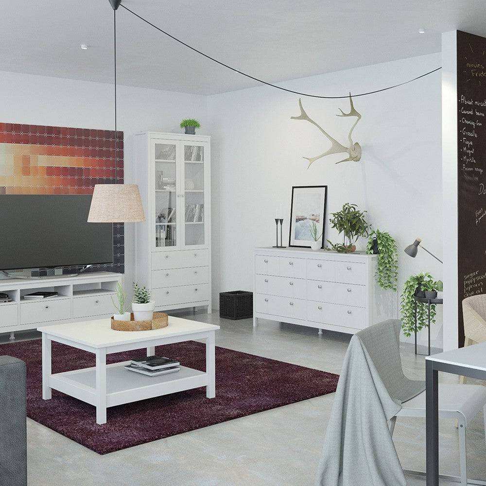 Madrid Large Wide (4+4) 8 Drawer Chest of Drawers in White - Price Crash Furniture
