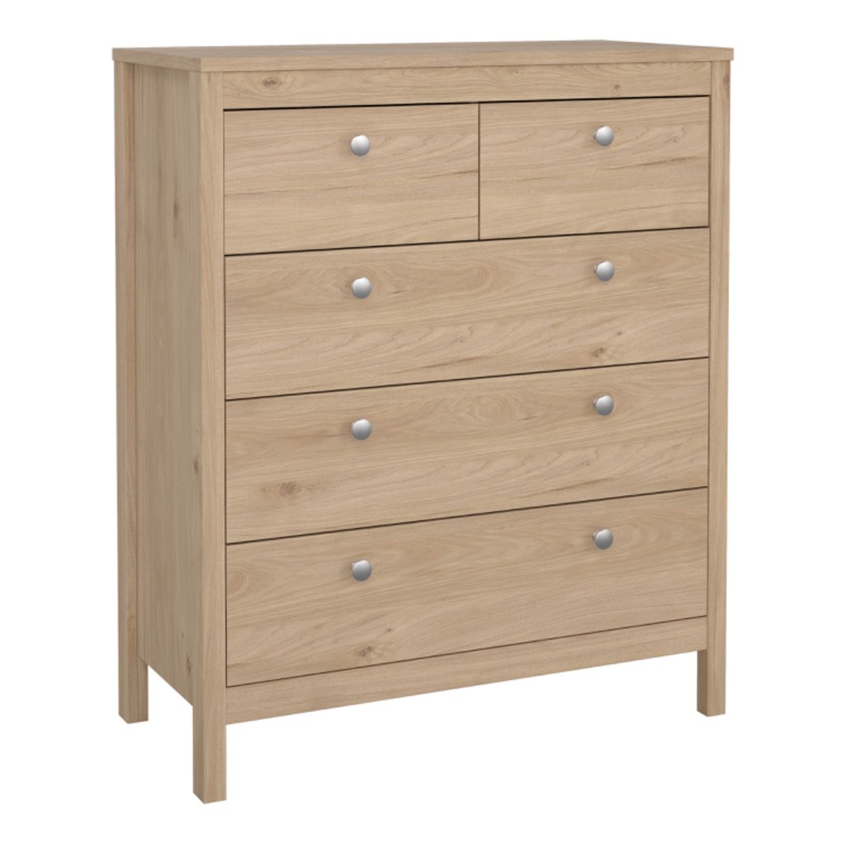Madrid Package - Bedside Table 2 Drawers + Chest 5 Drawers + 3 Door Wardrobe In Jackson Hickory Oak - Price Crash Furniture