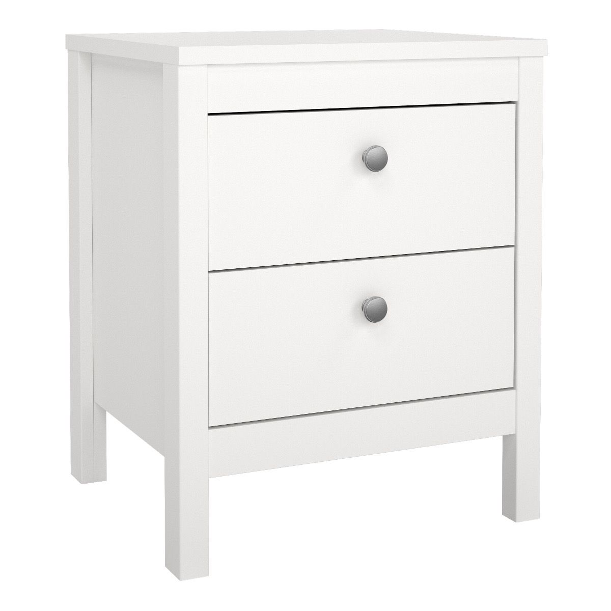 Madrid Package - Bedside Table 2 Drawers + Chest 5 Drawers + Wardrobe With 3 Doors In White - Price Crash Furniture
