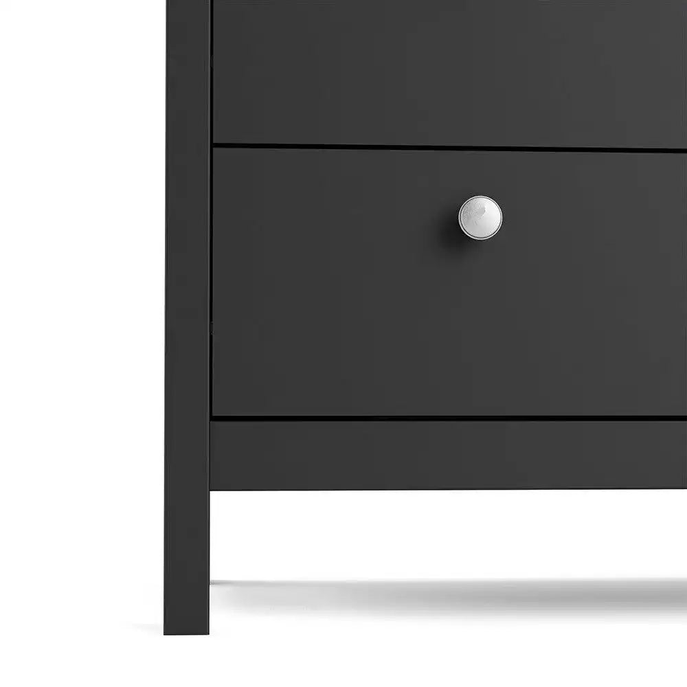 Madrid Shaker Style (3+2) 5 Drawer Chest of Drawers Unit in Matt Black - Price Crash Furniture
