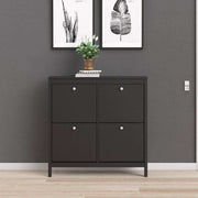 Madrid Shoe Cabinet Cupboard with 4 Storage Compartments in Matt Black - Price Crash Furniture