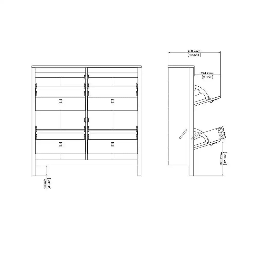 Madrid Shoe Cabinet Cupboard with 4 Storage Compartments in White - Price Crash Furniture