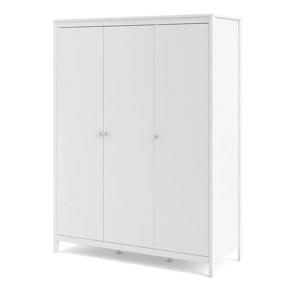 Madrid Tall Wide Wardrobe With 3 Doors in White - Price Crash Furniture