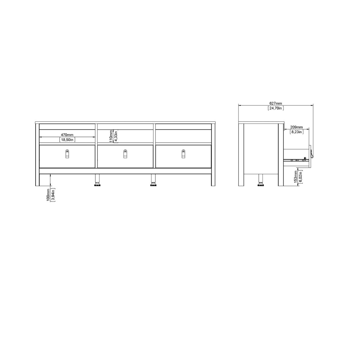 Madrid TV Cabinet with 3 Drawers In Cashmere - Price Crash Furniture