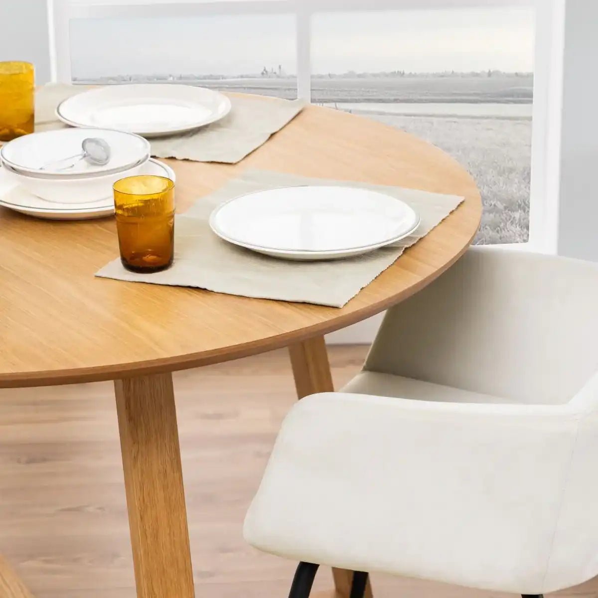 Malika 120cm Round Dining Table In Oak - Price Crash Furniture