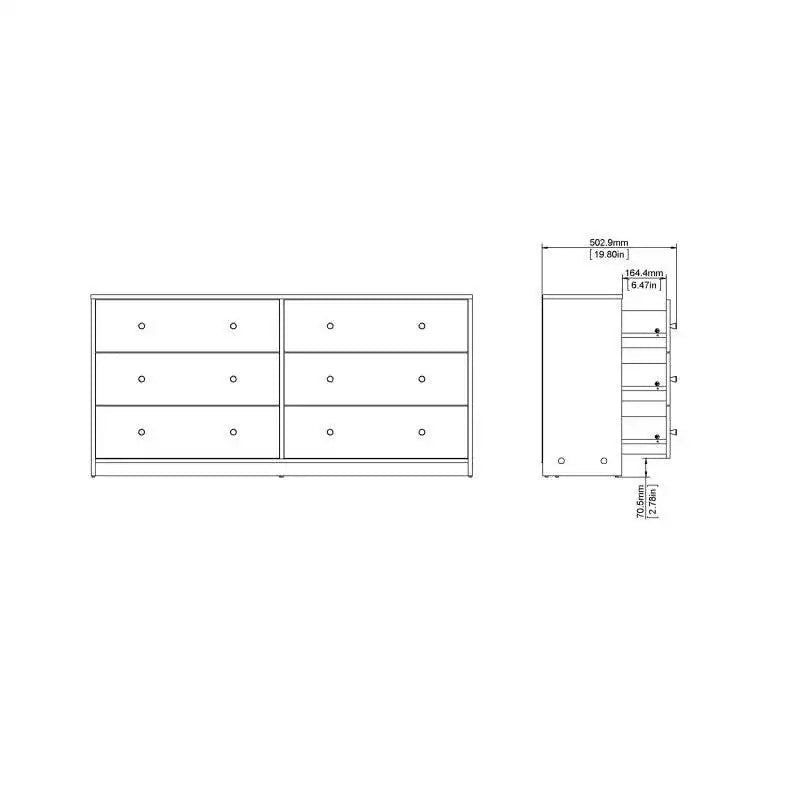May Chest of 6 Drawers (3+3) in Jackson Hickory Oak - Price Crash Furniture
