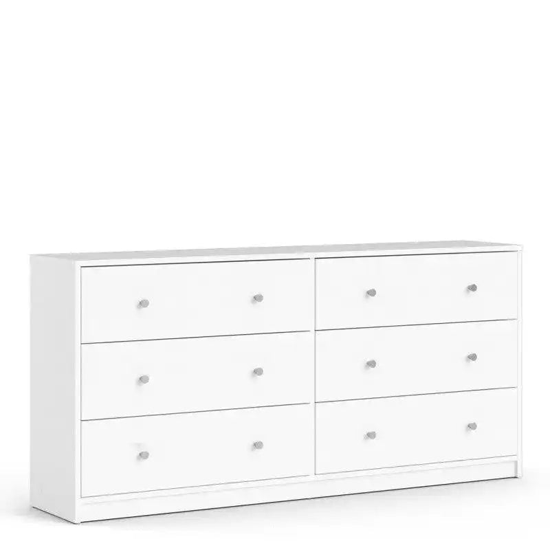 May Chest of 6 Drawers (3+3) in White - Price Crash Furniture