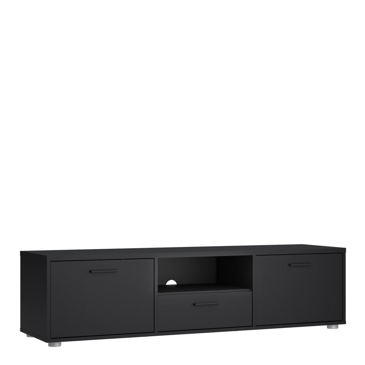 Media TV Cabinet with 2 Doors And 1 Drawer In Black - Price Crash Furniture
