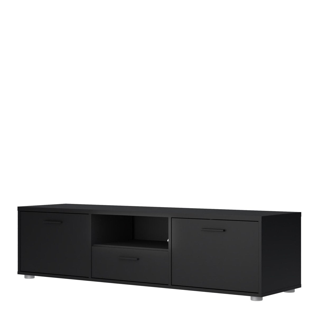 Media TV Cabinet with 2 Doors And 1 Drawer In Black - Price Crash Furniture
