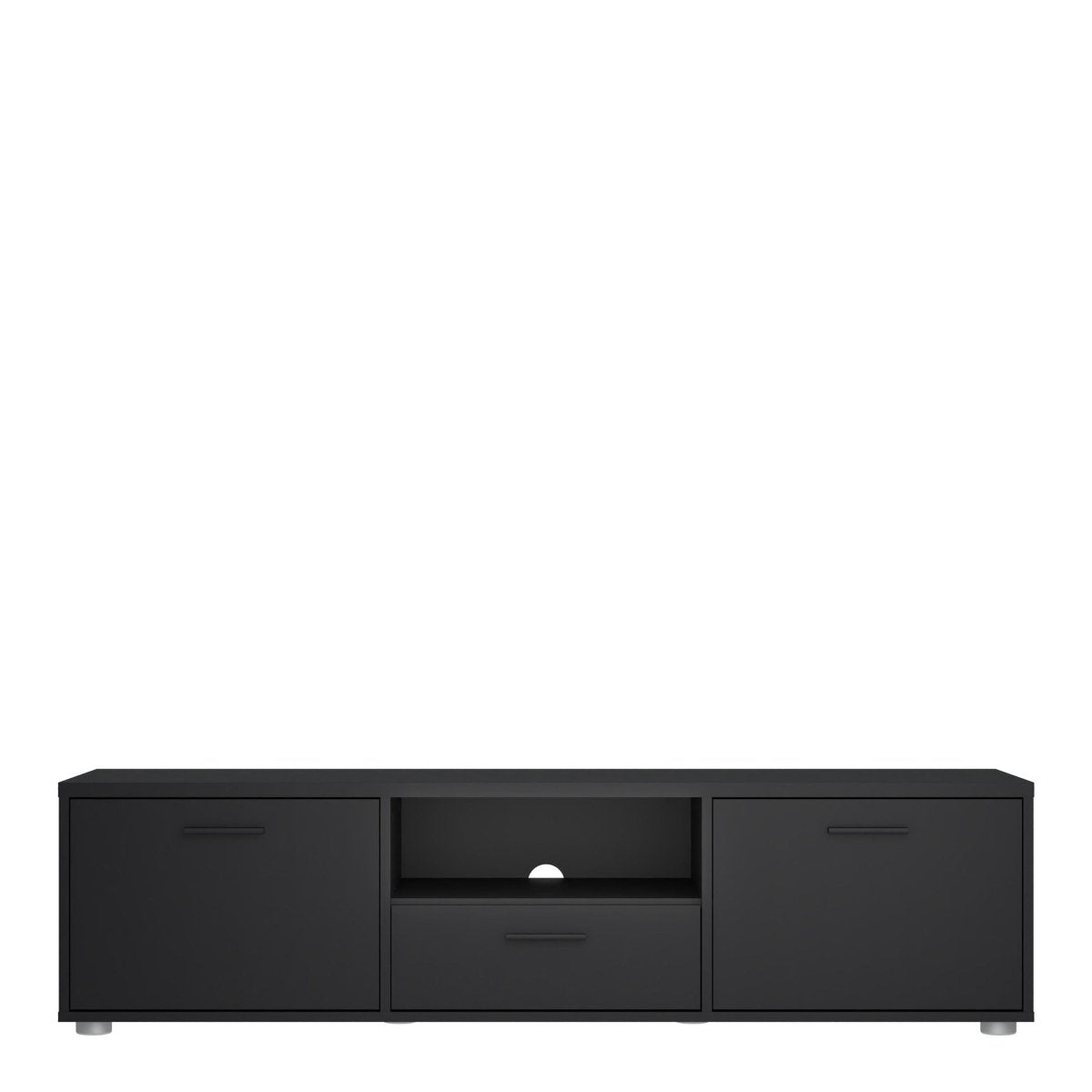 Media TV Cabinet with 2 Doors And 1 Drawer In Black - Price Crash Furniture
