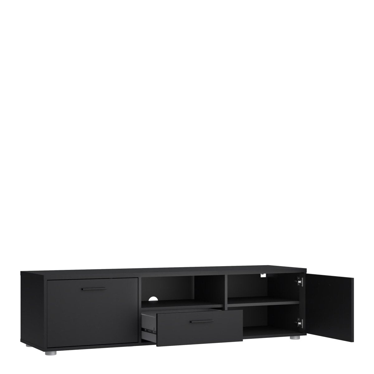 Media TV Cabinet with 2 Doors And 1 Drawer In Black - Price Crash Furniture