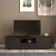 Media TV Cabinet with 2 Doors And 1 Drawer In Black - Price Crash Furniture