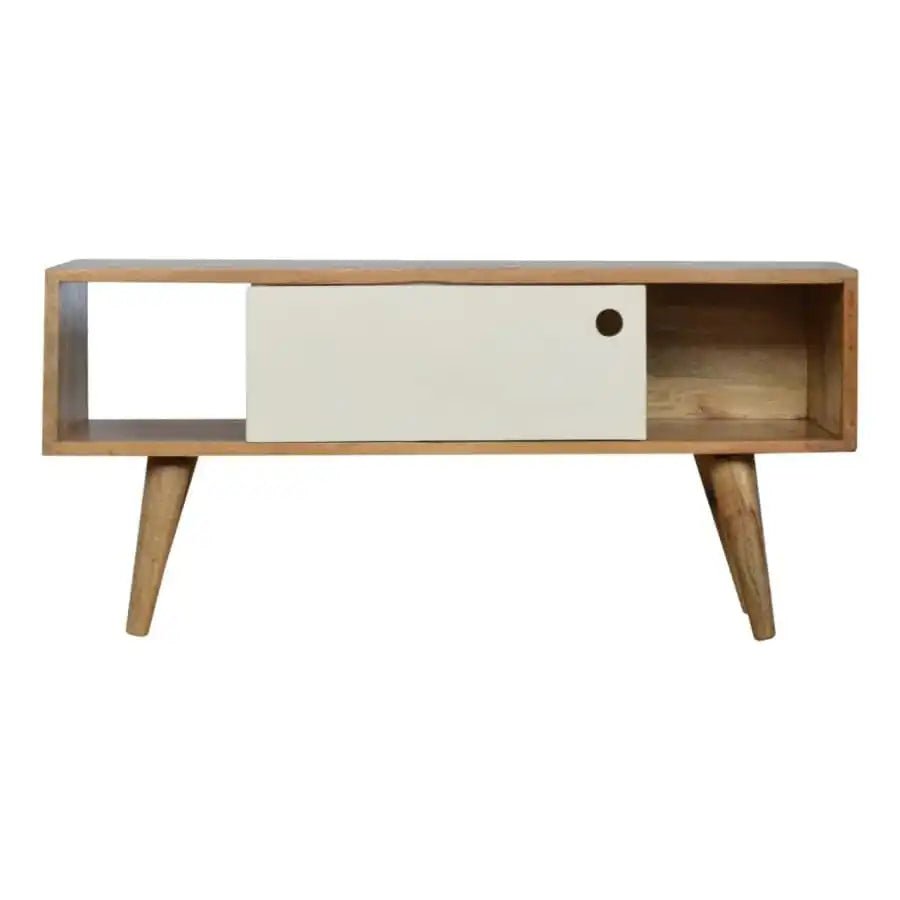 Media Unit With White Hand Painted Sliding Door - Price Crash Furniture