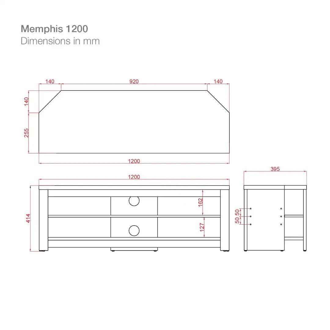 Memphis TV Stand in Black, 1200 mm - Price Crash Furniture