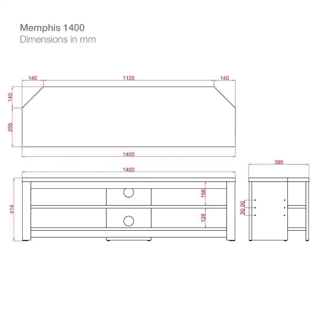 Memphis TV Stand in Black, 1400 mm - Price Crash Furniture