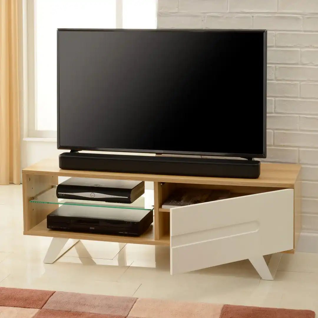 Miami Modern - style TV cabinet in Oak, 1050 mm - Price Crash Furniture