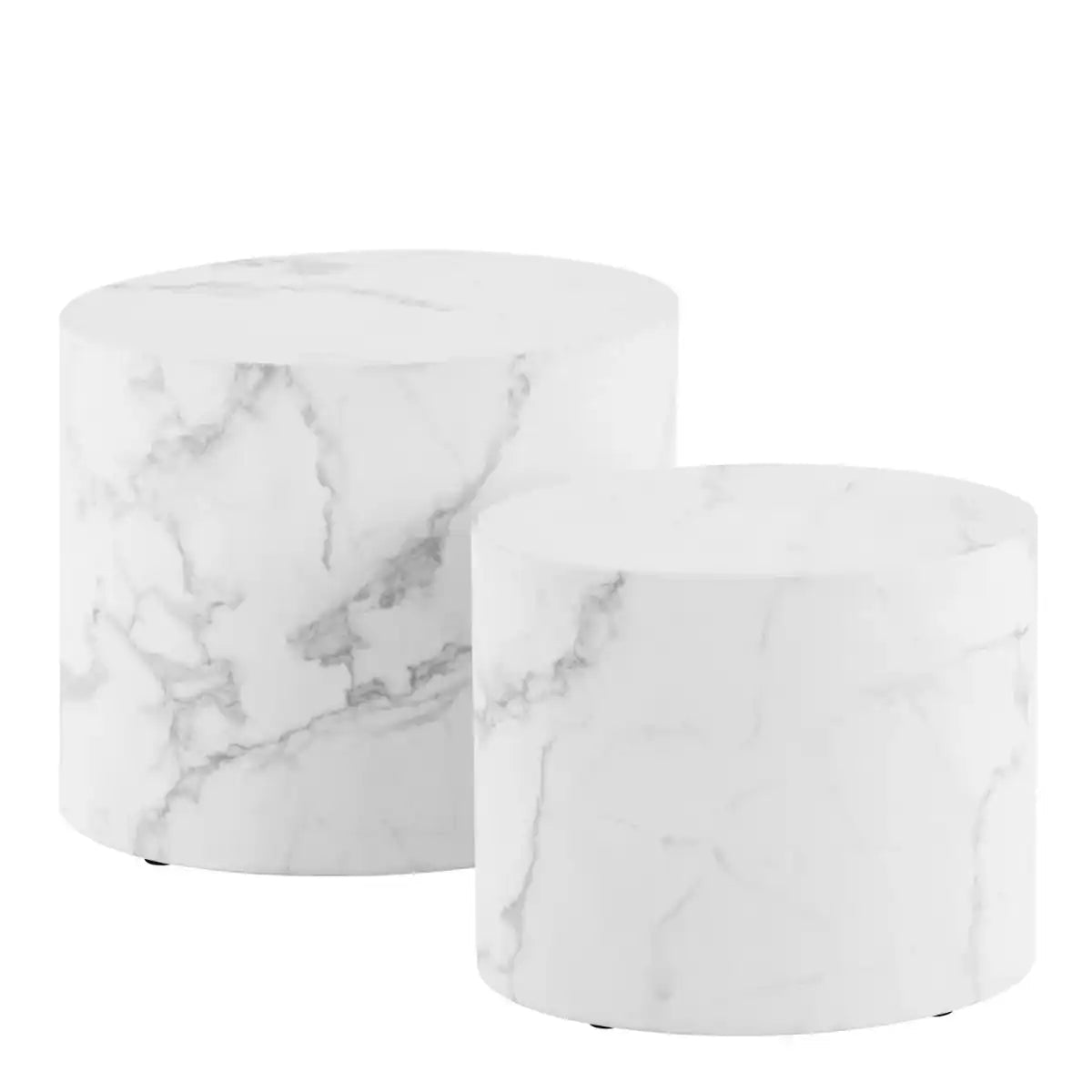 Mice Oval Coffee Table Set In White Marble Finish - Price Crash Furniture