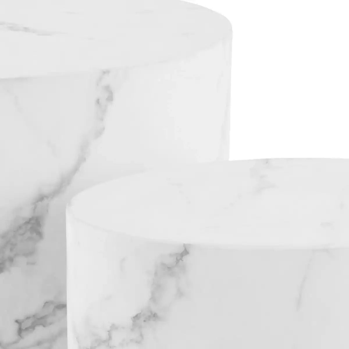 Mice Oval Coffee Table Set In White Marble Finish - Price Crash Furniture