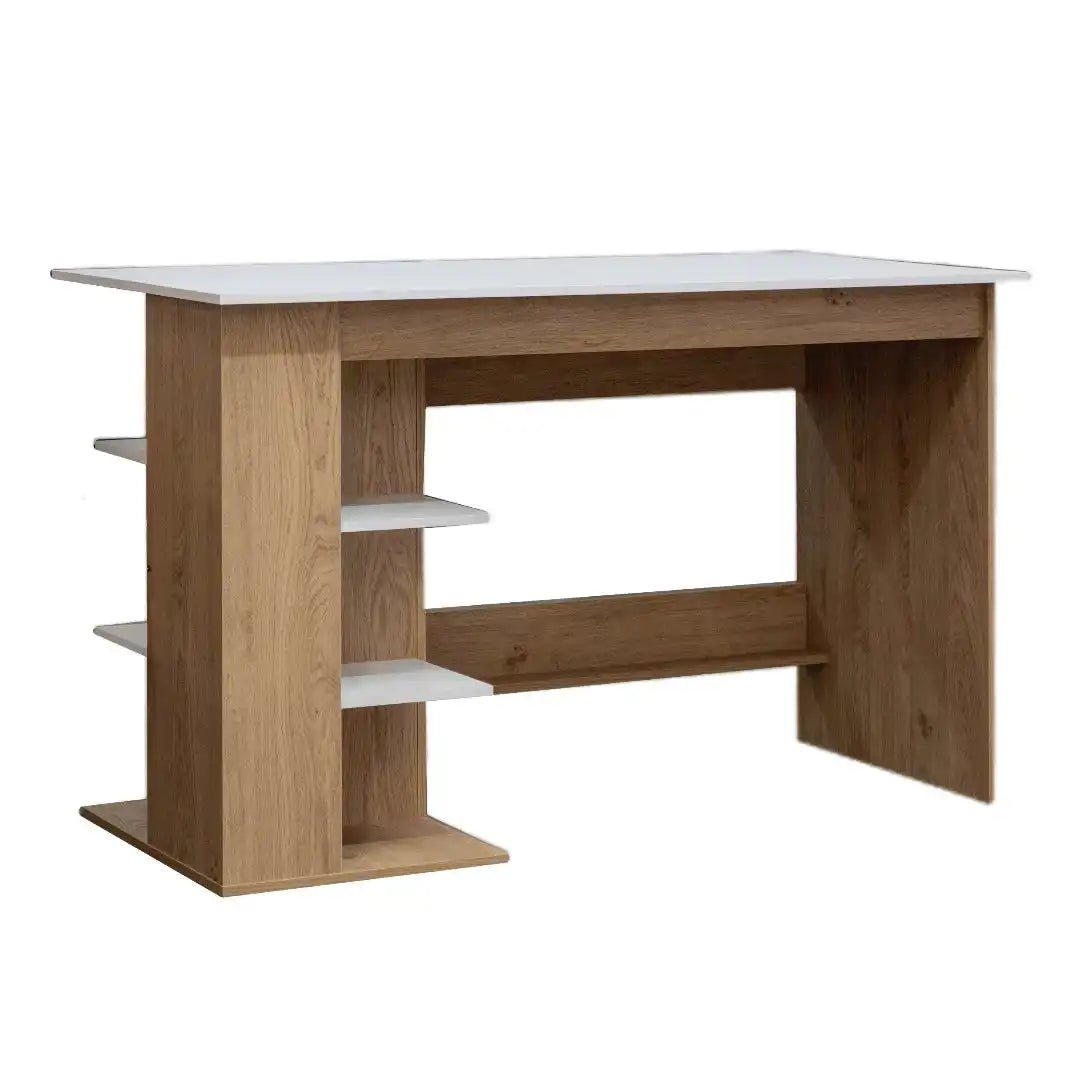 Milan Office / Computer Desk in White and Light Oak - Price Crash Furniture