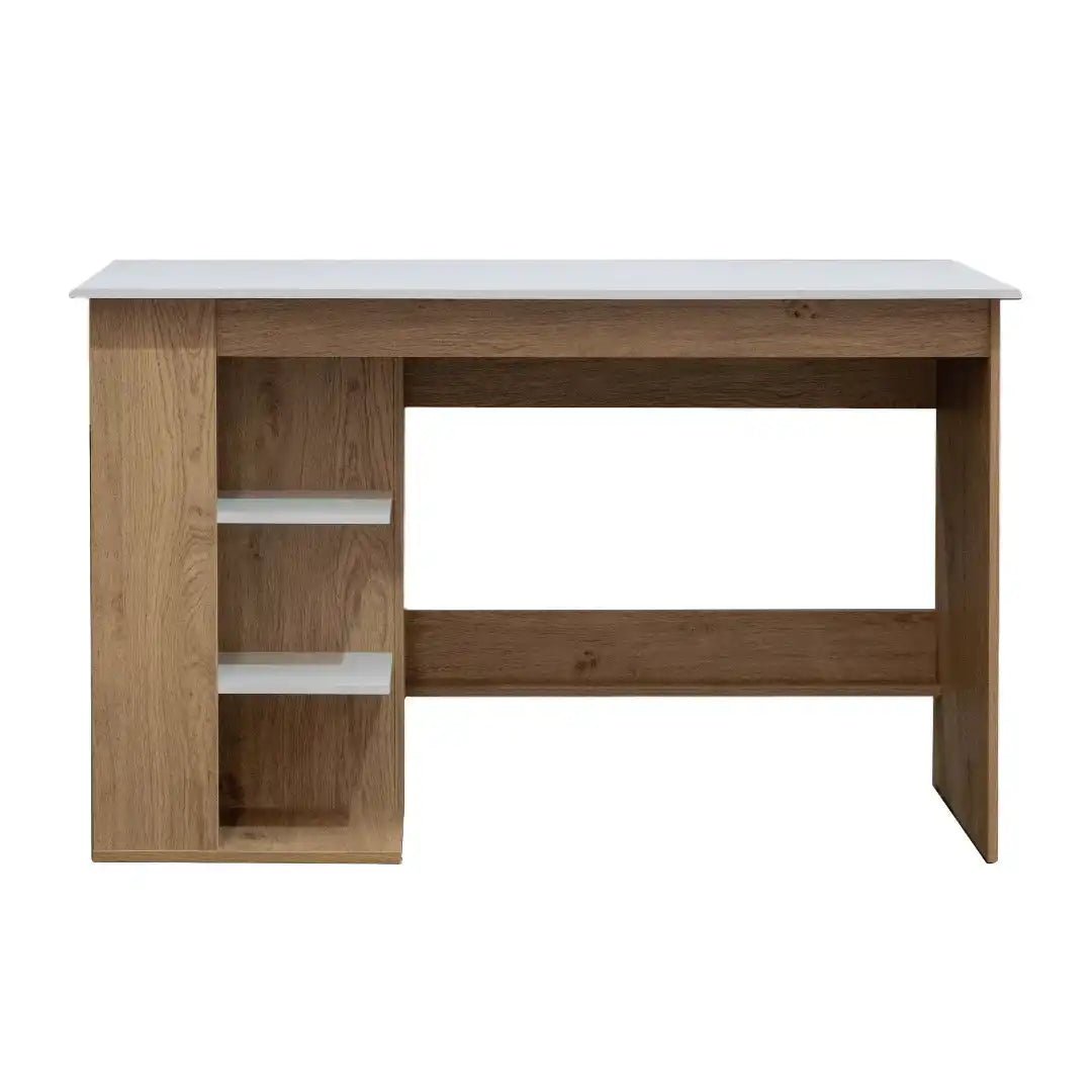 Milan Office / Computer Desk in White and Light Oak - Price Crash Furniture