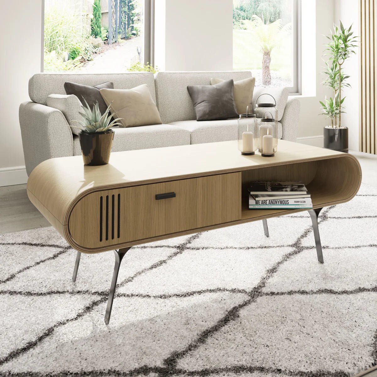 Milano Oak Coffee Table with Storage by Jual Furnishings - Price Crash Furniture