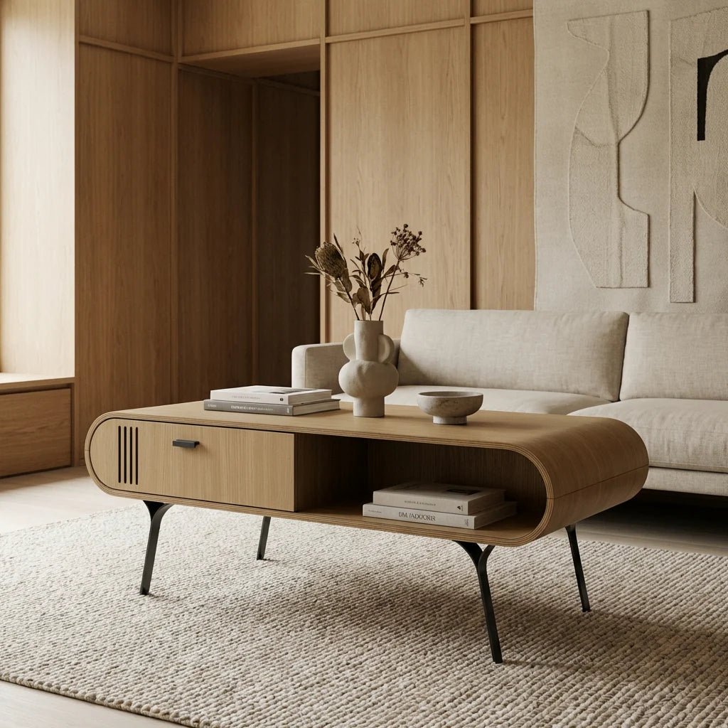 Milano Oak Coffee Table with Storage by Jual Furnishings - Price Crash Furniture