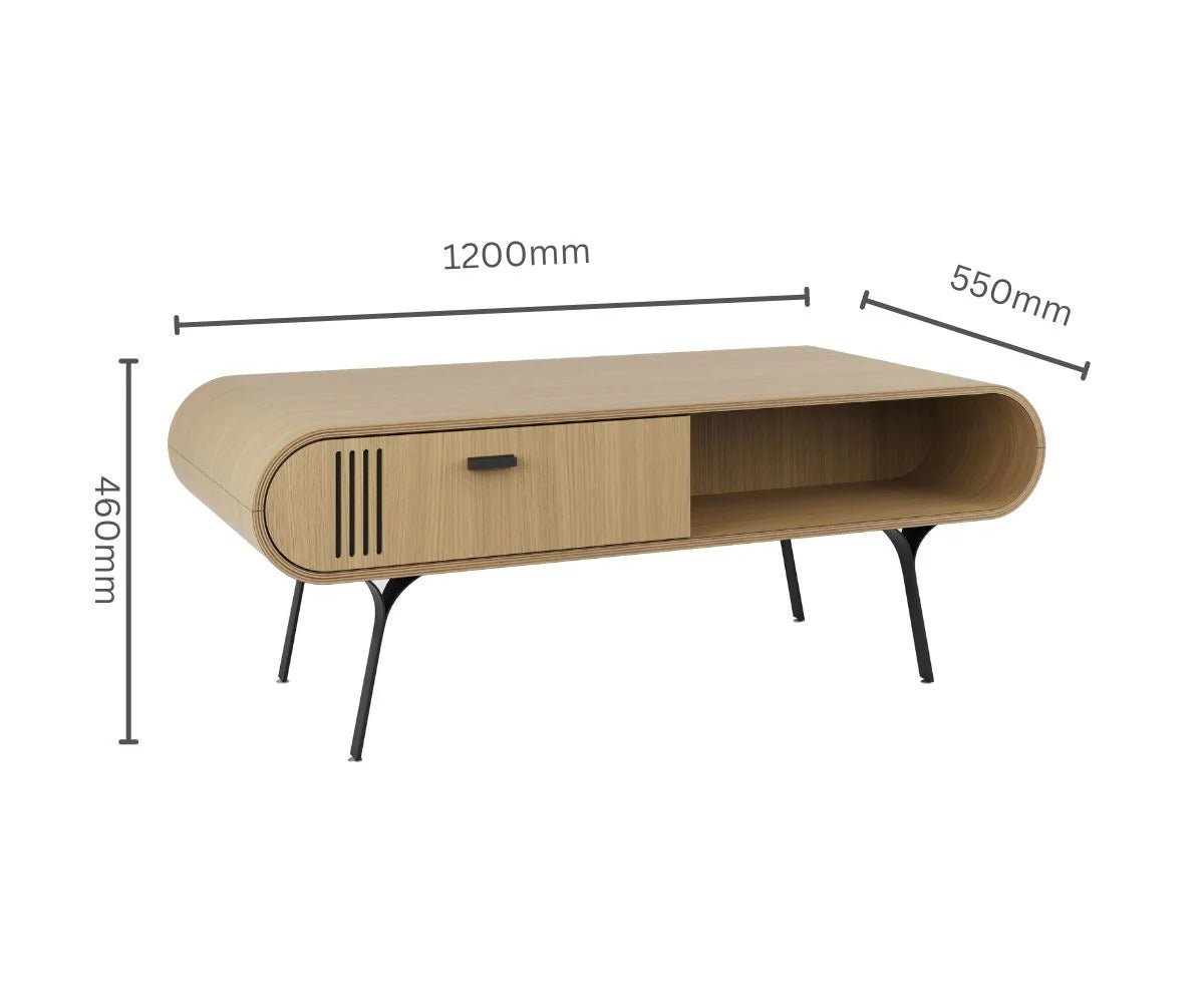Milano Oak Coffee Table with Storage by Jual Furnishings - Price Crash Furniture