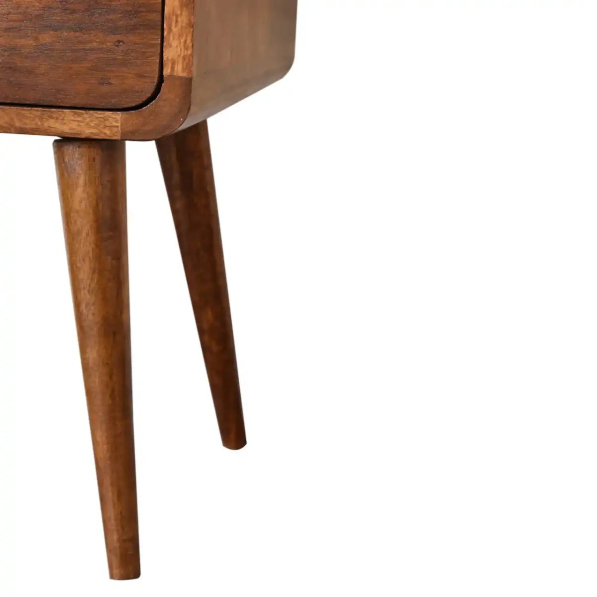 Mini Chestnut Curved Bedside Table Unit 2 Drawer - Price Crash Furniture