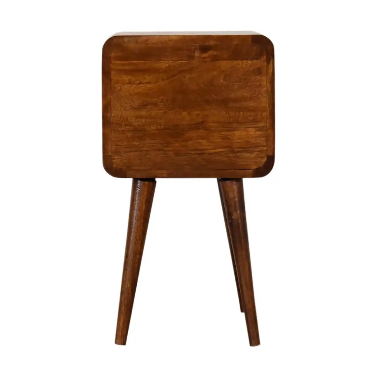 Mini Chestnut Curved Bedside Table Unit 2 Drawer - Price Crash Furniture