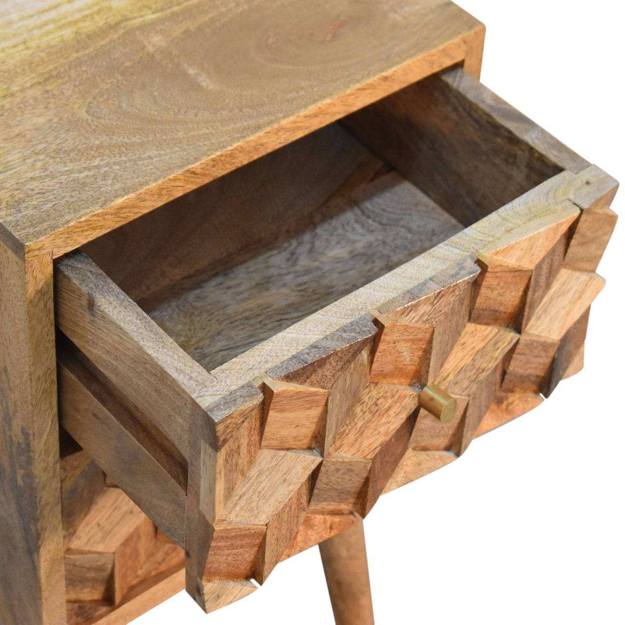 Mini Cube Carved 2 Drawer Bedside by Artisan Furniture - Price Crash Furniture