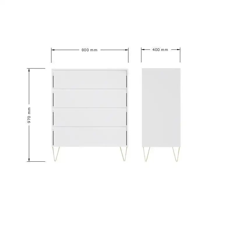 Monaco 4 Drawer Chest of Drawers in White - Price Crash Furniture
