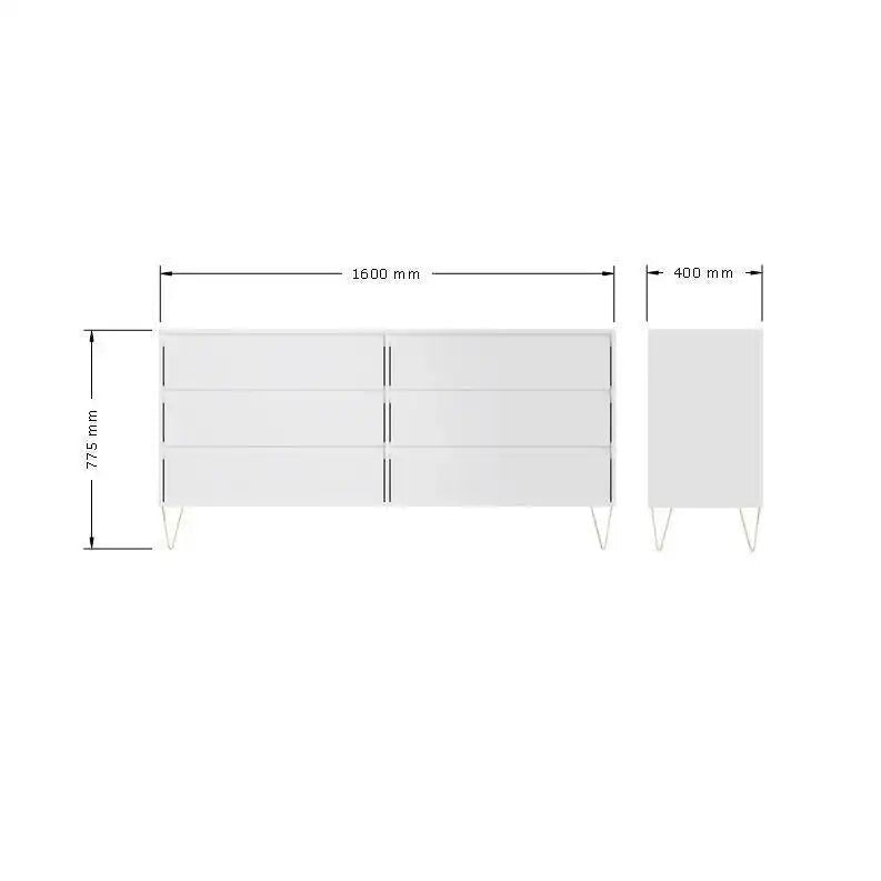 Monaco 6 Drawer Chest of Drawers in White - Price Crash Furniture