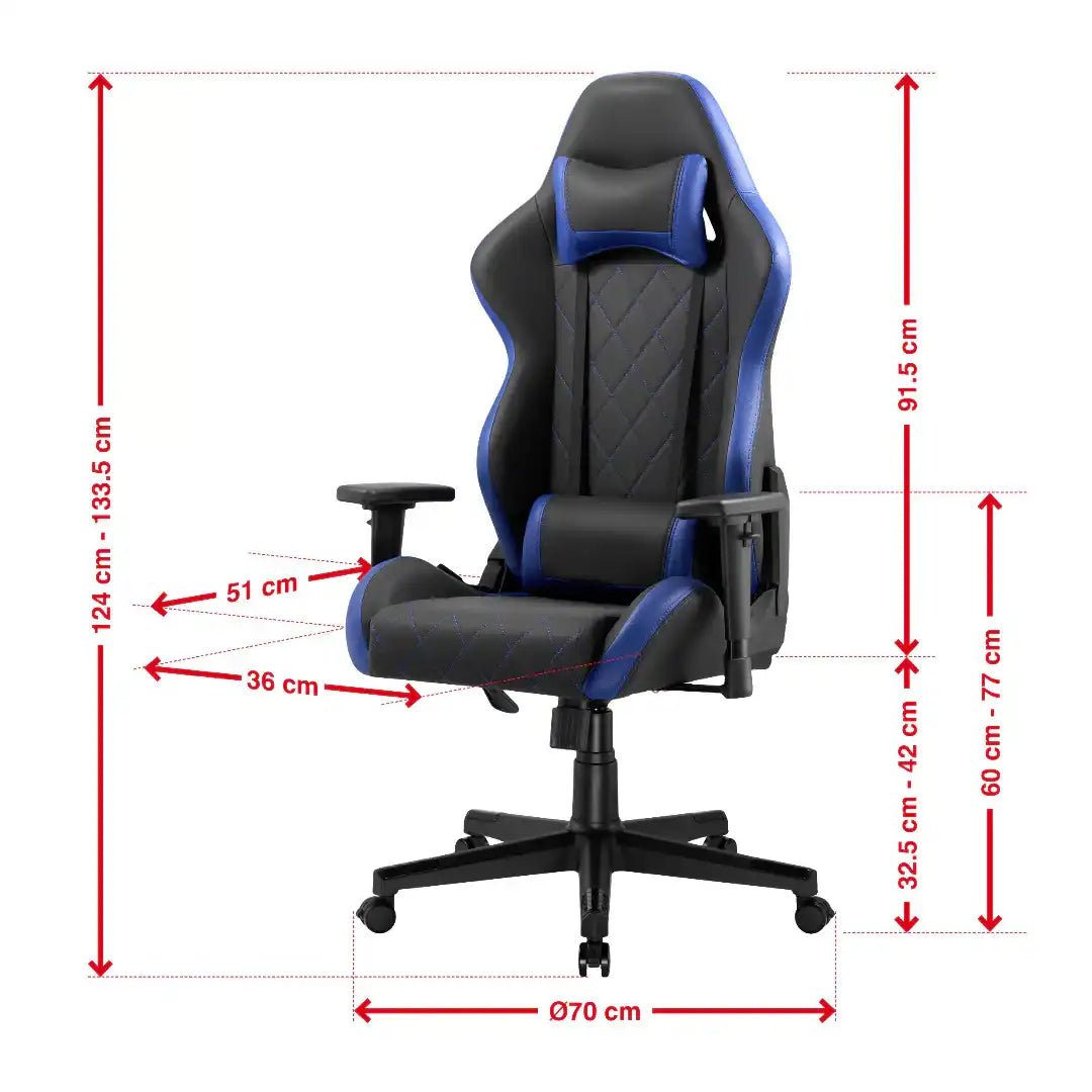 Monaco Ergonomic Gaming Chair - Black and Blue - Price Crash Furniture