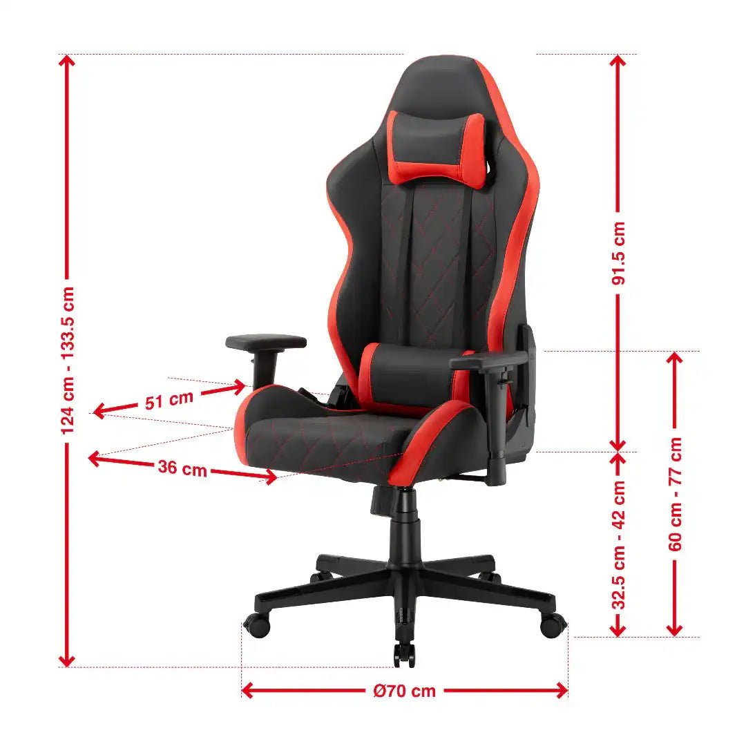 Monaco Ergonomic Gaming Chair - Black and Red - Price Crash Furniture