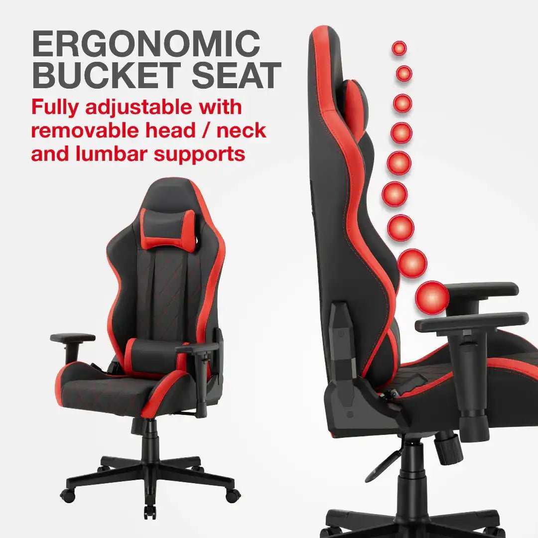 Monaco Ergonomic Gaming Chair - Black and Red - Price Crash Furniture