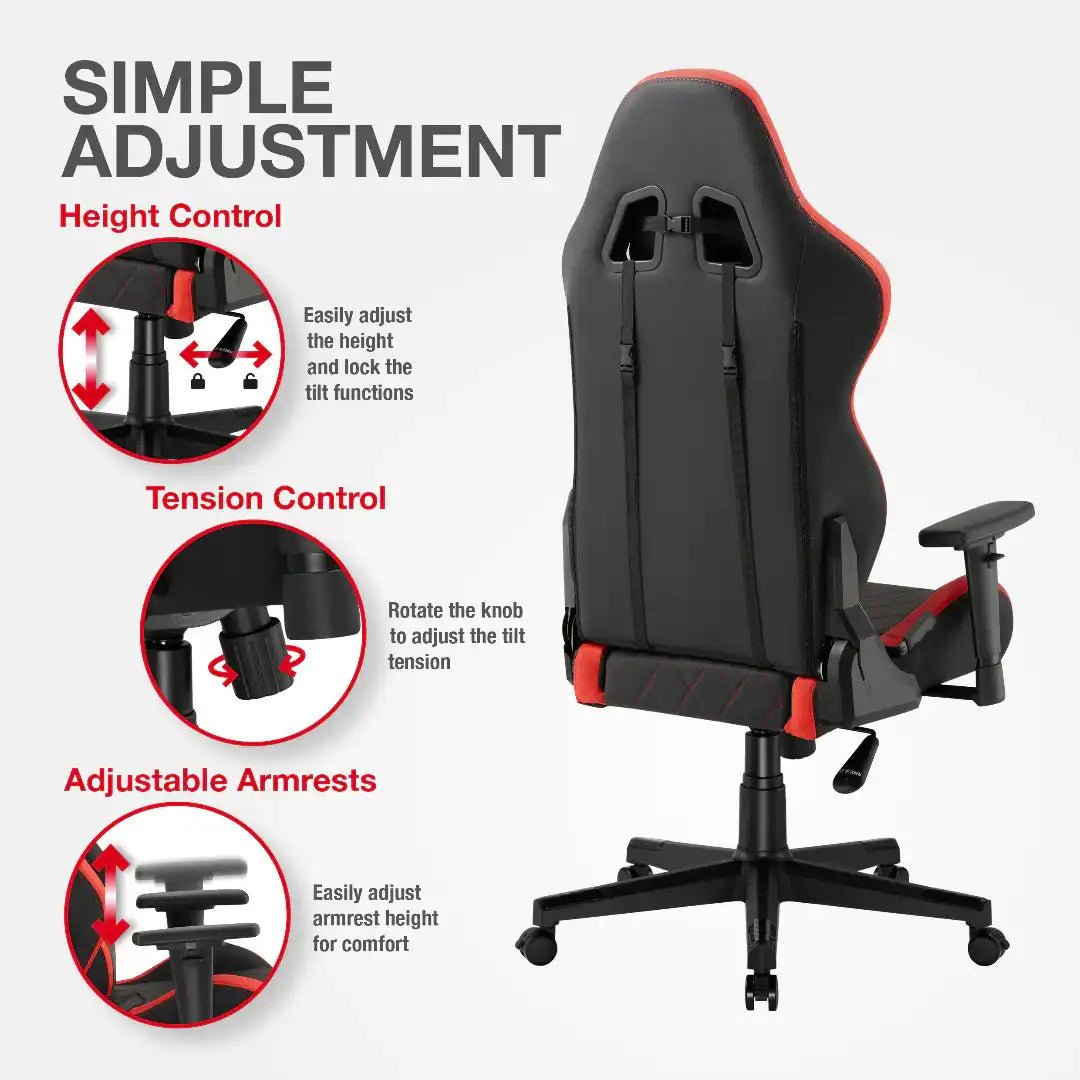 Monaco Ergonomic Gaming Chair - Black and Red - Price Crash Furniture