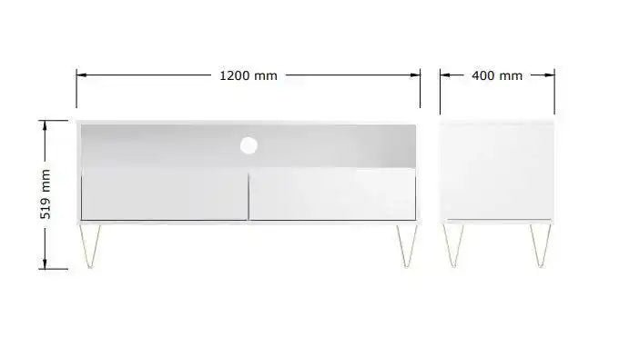 Monaco TV Cabinet with 2 Drawers in White - Price Crash Furniture