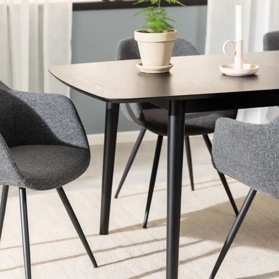 Montreux Rectangular Extending Dining Table in Black - Price Crash Furniture