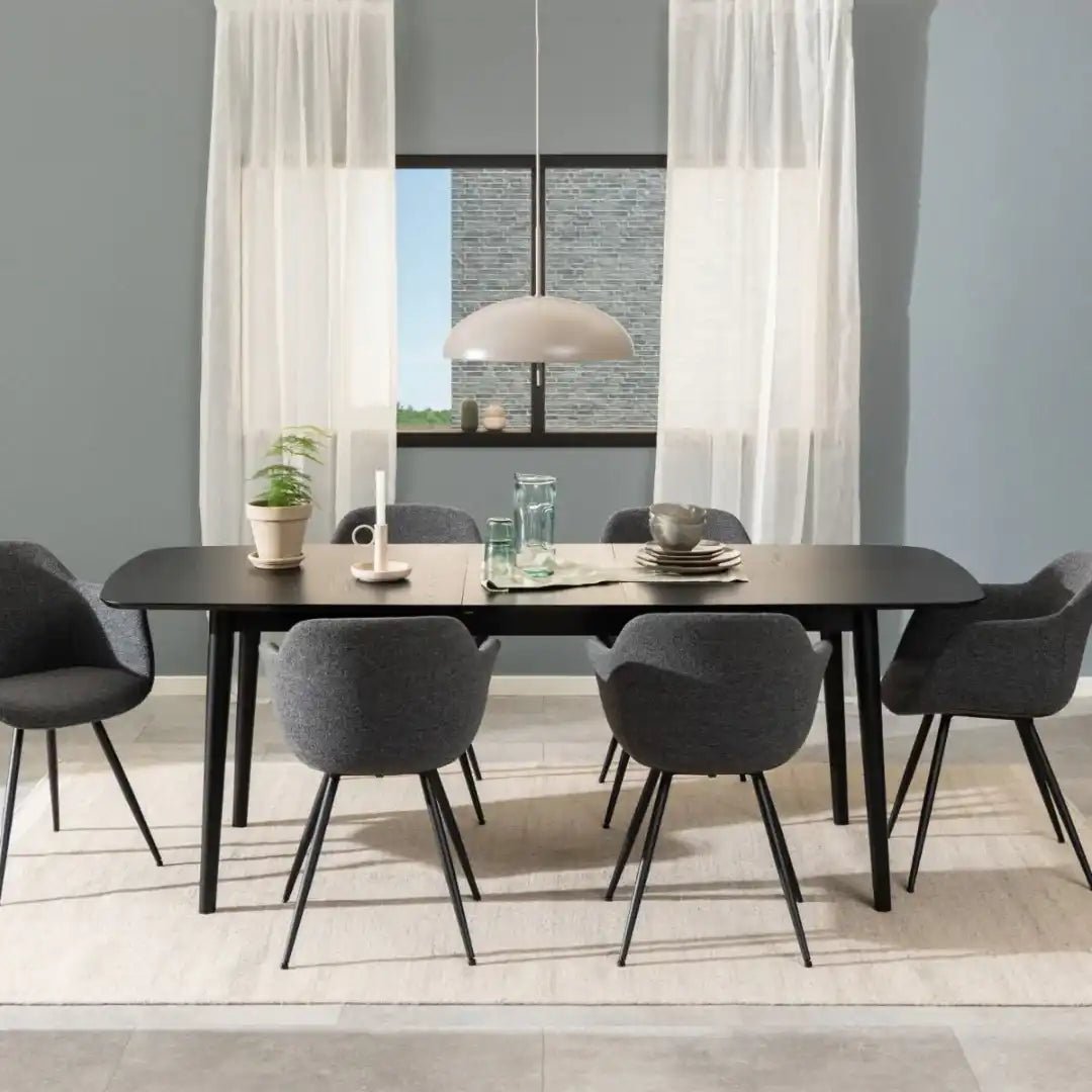 Montreux Rectangular Extending Dining Table in Black - Price Crash Furniture