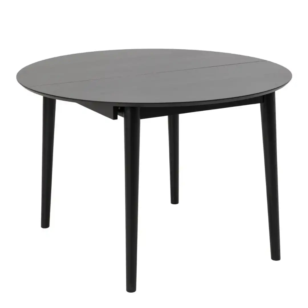 Montreux Round Extending Dining Table in Black 115 - 154 cm includes 6 Cassandra Dining Chair includes Armrest in Black - Price Crash Furniture