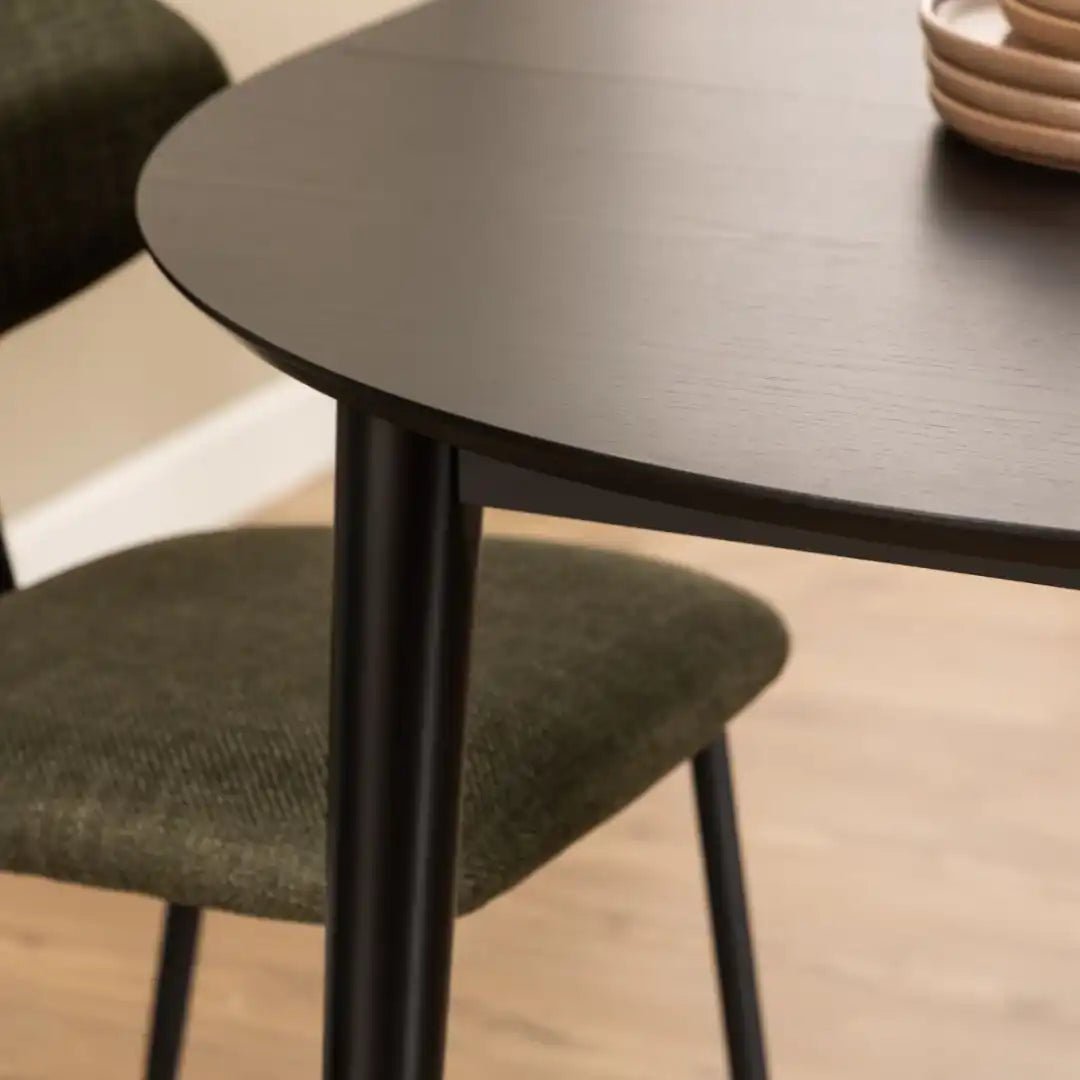 Montreux Round Extending Dining Table in Black 115 - 154cm - Price Crash Furniture