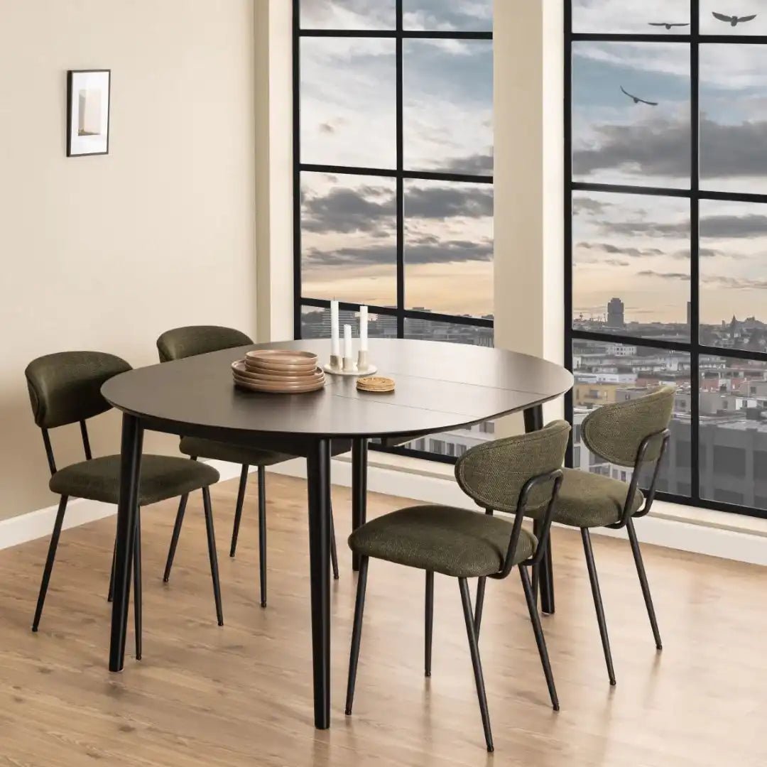Montreux Round Extending Dining Table in Black 115 - 154cm - Price Crash Furniture